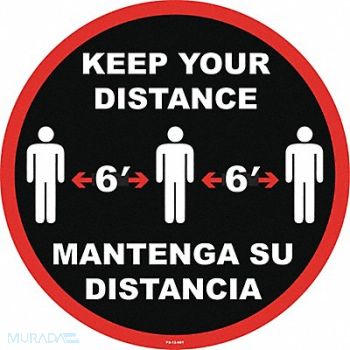 STRANCO INC Social Distancing Sign 12 H 12 W PVC, 60EG21