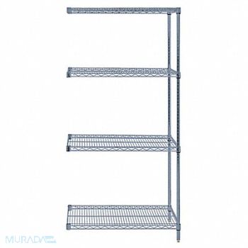 QUANTUM STORAGE SYSTEMS Wire Shelving Add-On Kit Gray, 60TW23