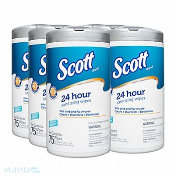 SCOTT Sanitizing Wipes 75 ct Canister PK6, 60YR01