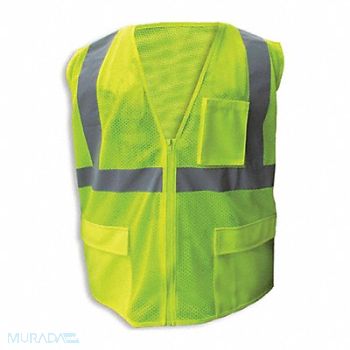 JAYDEE ENGUARD Safety Vest Lime Slvr stripe Zip XL, 616M65