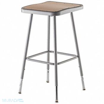 NATIONAL PUBLIC SEATING Square Stool Adjustable Legs Gray 24 H, 9T067