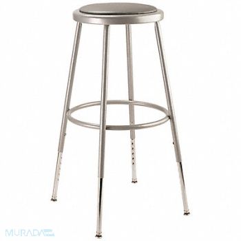 NATIONAL PUBLIC SEATING Round Stool Adjustable Legs Gray 25 H, 9WZZ2