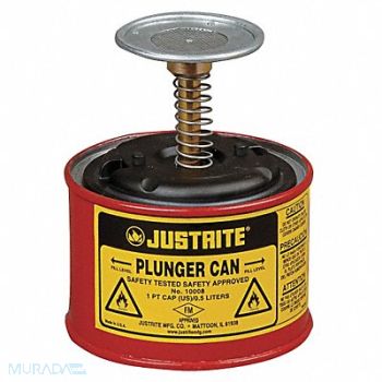 JUSTRITE Plunger Can 1 pt. Galvanized Steel Red, 6AP05