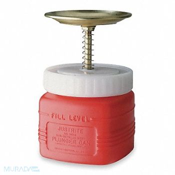 JUSTRITE Plunger Can 1 qt. Polyethylene Red, 6AR07