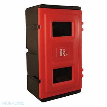 JONESCO Fire Ext. Cabinet Black Red Plastic, 6ATL4