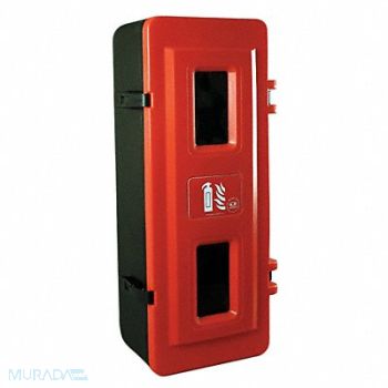 JONESCO Fire Ext. Cabinet Black Red Plastic, 6ATL5