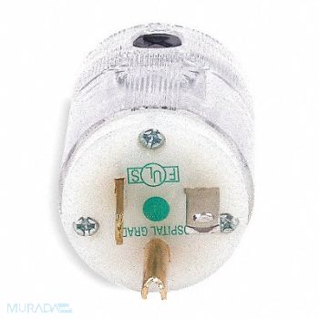 HUBBELL Straight Blade Plug Clr 20 A Stnd 5-20P, 6C629