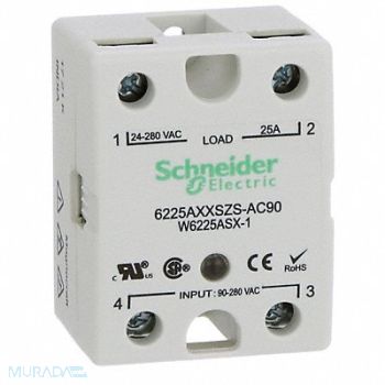 SCHNEIDER Solid State Relay In 90 to 280VAC 25, 6CVA5
