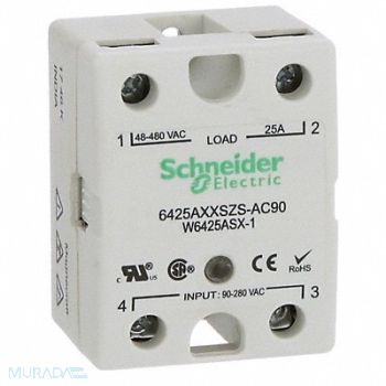 SCHNEIDER Solid State Relay In 90 to 280VAC 25, 6CVC5