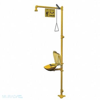 BRADLEY Drench Shower With Eyewash Yellow, 6DGW5