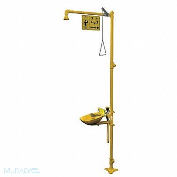 BRADLEY Drench Shower With Eyewash Yellow, 6DGX3