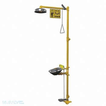 BRADLEY Drench Shower With Eyewash Yellow, 6DGX6