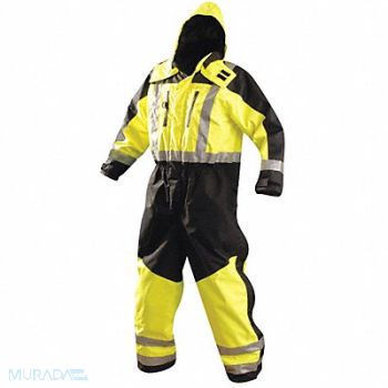 OCCUNOMIX Rain Coverall Class 3 Type R Blk/Ylw XL, 6DKC4