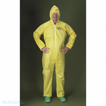 LAKELAND Hooded Coverall Elastic Yellow 4XL, 6EHH5