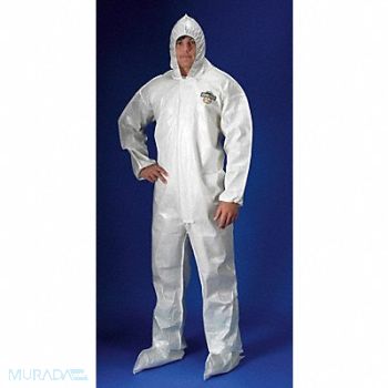 LAKELAND Hooded Coverall w/Boots White 3XL, 6EHN4