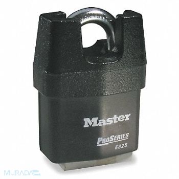 MASTER LOCK Keyed Padlock 7/8 in Rectangle Black, 6T413