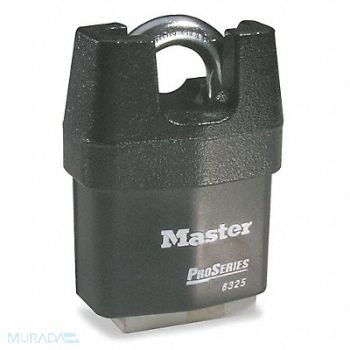MASTER LOCK Keyed Padlock 7/8 in Rectangle Black, 6T415