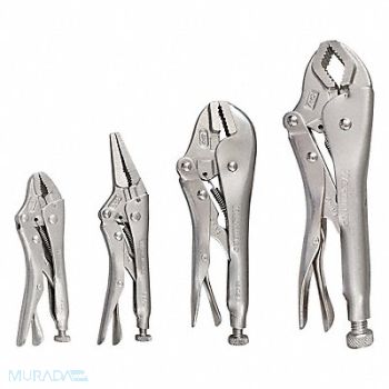 WESTWARD Locking Plier Sets Plain Grip 4 Pcs, 793LA8