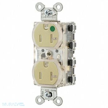 HUBBELL Snpcnct Recp Ivory 20 A 2P3W ModWrng 1PK, 799ZA7