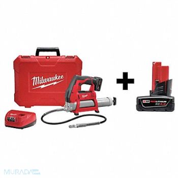 MILWAUKEE Cordless Grease Gun 12V W/Add Battery, 7DF53