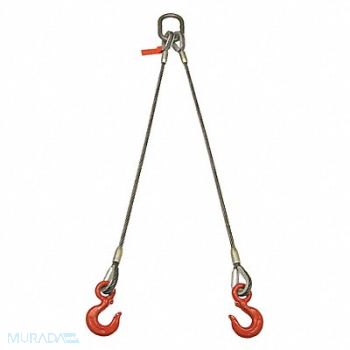 LIFT-ALL Wire Rope Sling Double Leg 4 ft.L, 9CTT1