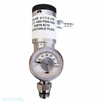 GRAINGER APPROVED Gas Regulator 0.1 to 7Lpm, 8G033