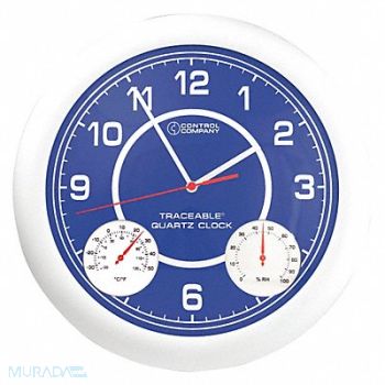 TRACEABLE Wall Clock Analog Battery, 8RM85