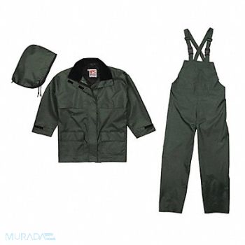 VIKING Rain Suit w/Jacket/Bib Unrated Green 3XL, 9UEZ3