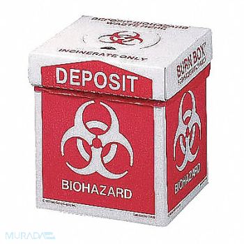 GRAINGER APPROVED Biohazard Burn Box 12 in H 8 in W PK6, 8UK88