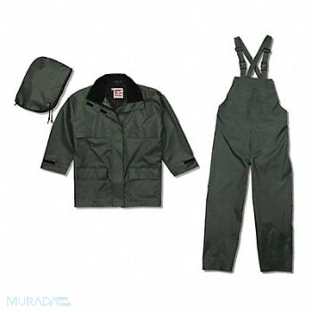VIKING Rain Suit w/Jacket/Bib Unrated Green L, 9FDZ8