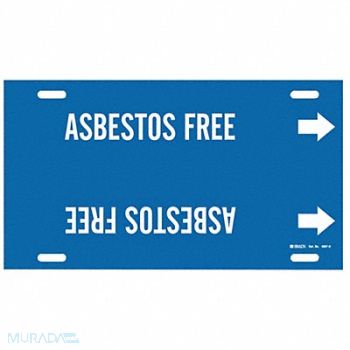 BRADY Pipe Marker Asbestos Free 10in H 32in W, 9WML1