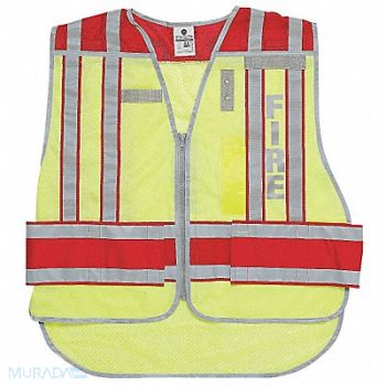 GRAINGER APPROVED Safety Vest Hi Vis Green Fire M/XL, 9XD32