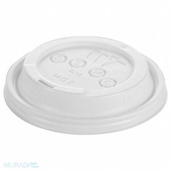 GRAINGER APPROVED Disp Hot Cup Lid 12 oz-24 oz WH PK1000, 6GUL8