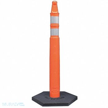 GRAINGER APPROVED Delineator Post W/Base Orange HDPE 43 H, 489J20
