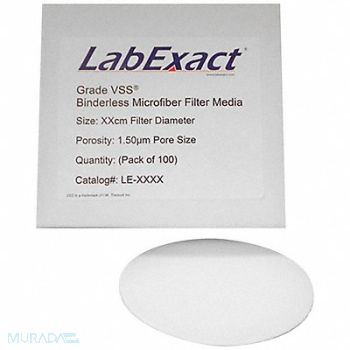 LABEXACT Glass Microfiber Fltr 1.5um 4.7cm PK100, 12K999