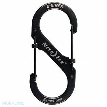 NITE IZE Locking Carabiner 3-3/5 in Steel Black, 23PF85