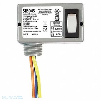 FUNCTIONAL DEVICES INC / RIB Prewired Rocker Switch SPDT 20A@277VAC, 21AM52