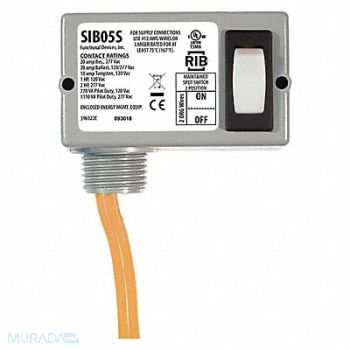 FUNCTIONAL DEVICES INC / RIB Prewired Rocker Switch SPST 20A@277VAC, 21AM53