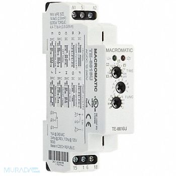 MACROMATIC Time Delay Rlay 12 to 240VAC/DC 15A DPDT, 23NV43