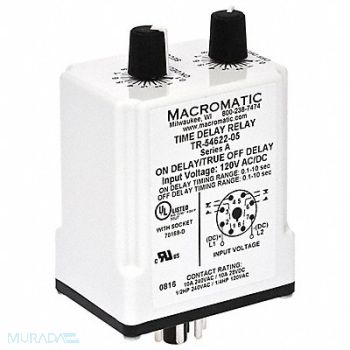 MACROMATIC H7839 Time Delay Rlay 24VAC/DC 10A DPDT 9 sec., 23NV24