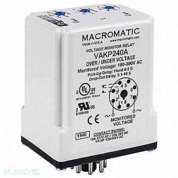MACROMATIC Volt Sensor Relay 240VAC 10A @ 240V SPDT, 45LV09