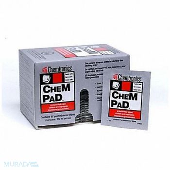 CHEMTRONICS Alcohol Wipes 4 x 3 50 ct PK50, 55NG19