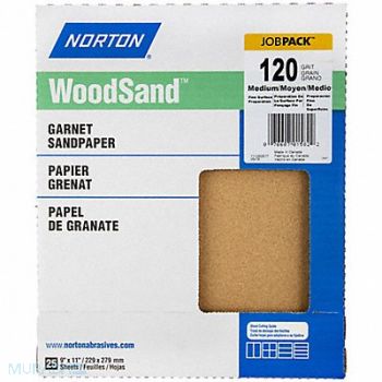 NORTON Sandpaper Sheet Grit 120 11 L 9 W, 804JP6
