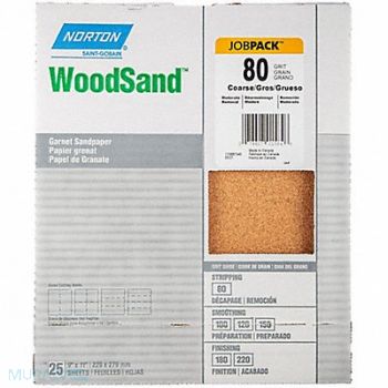NORTON Sandpaper Sheet Grit 80 11 L 9 W, 804JP5