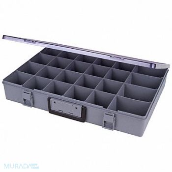 FLAMBEAU Compartment Box Double Latch Gray 3 in, 19YZ83