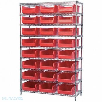 AKRO-MILS D5362 Bin Shlvng 18inx74inx48in Red, 10A053
