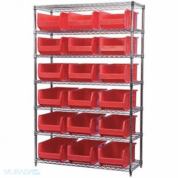 AKRO-MILS D5363 Bin Shlvng 18inx74inx48in Red, 10A056