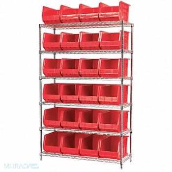 AKRO-MILS D5366 Bin Shlvng 18inx74inx48in Red, 10A124