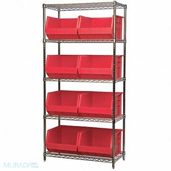 AKRO-MILS D5367 Bin Shlvng 18inx74inx36in Red, 10A131