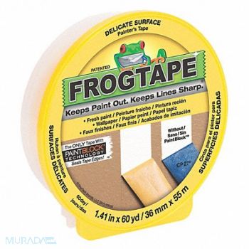 SHURTAPE Masking Tape 1 3/8 W 60 yd L Yellow, 10A415